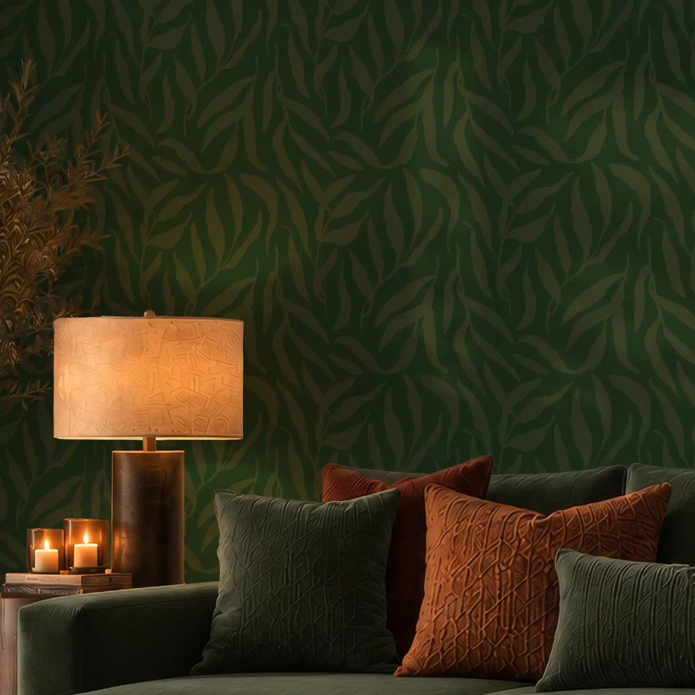 Olive Leaf Wallpaper in Jade