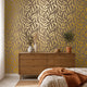 Olive Leaf Wallpaper in Mocha with Gold Foil