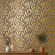 Olive Leaf Wallpaper in Mocha with Gold Foil