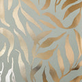 Olive Leaf Wallpaper in Pale Green with Gold Foil