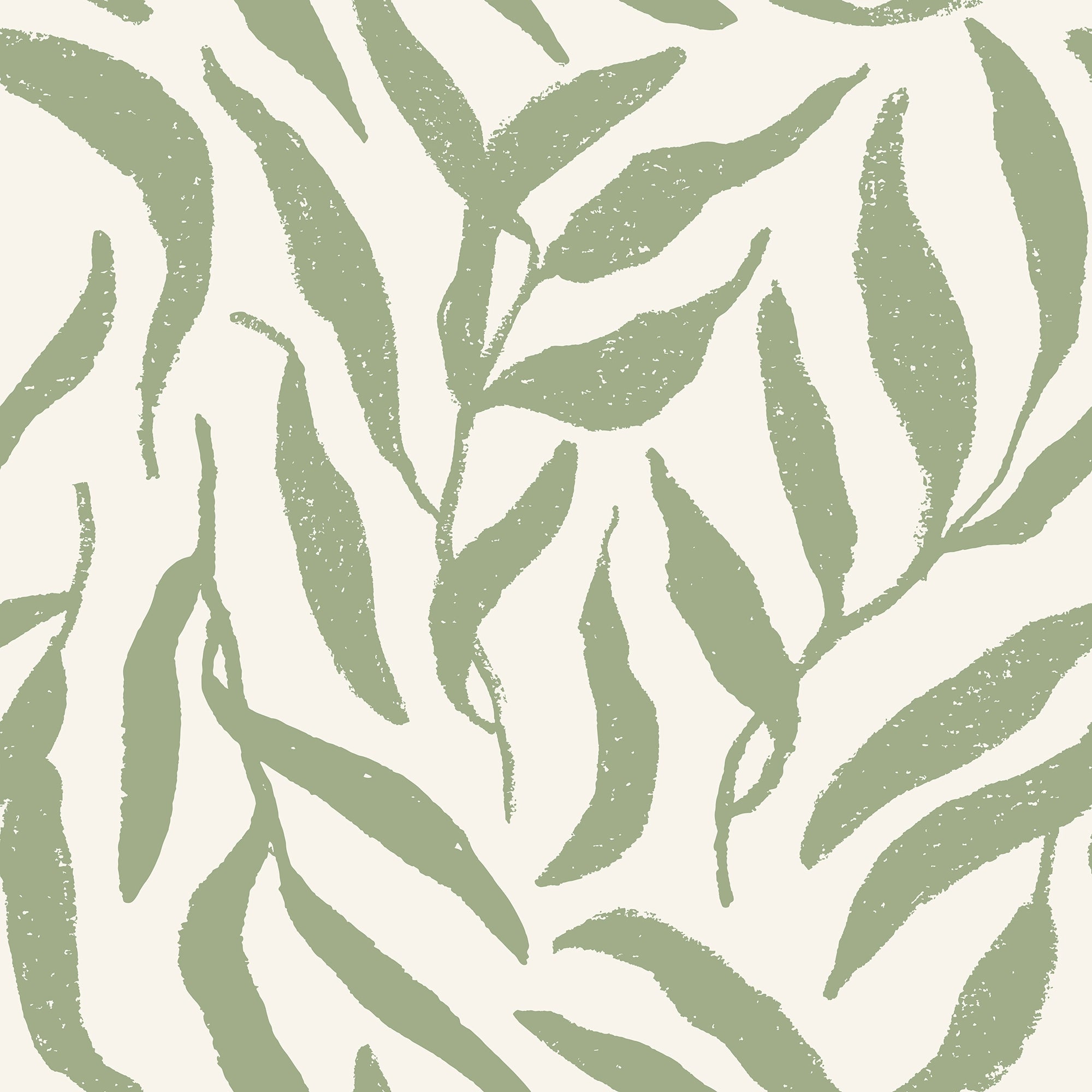 Olive Leaf Wallpaper in Pistachio on Cream