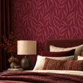 Olive Leaf Wallpaper in Ruby