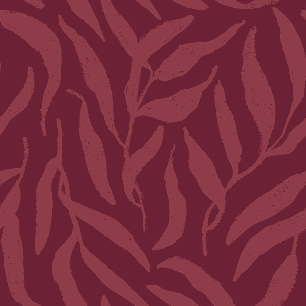 Olive Leaf Wallpaper in Ruby