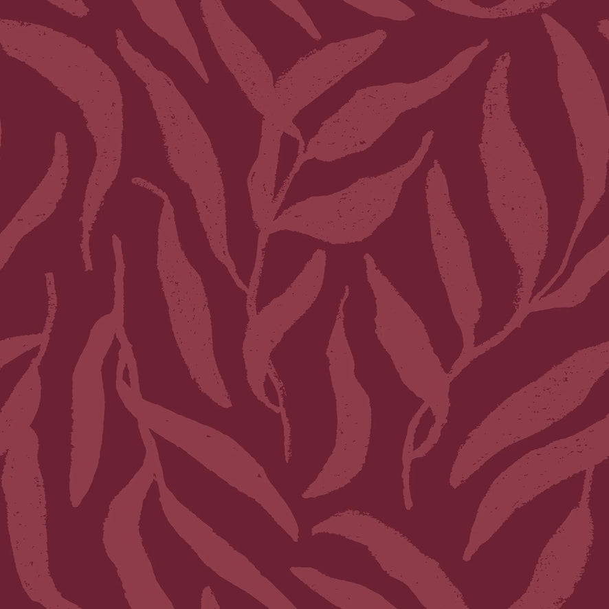 Olive Leaf Wallpaper in Ruby
