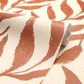 Olive Leaf Wallpaper in Terracotta on Cream