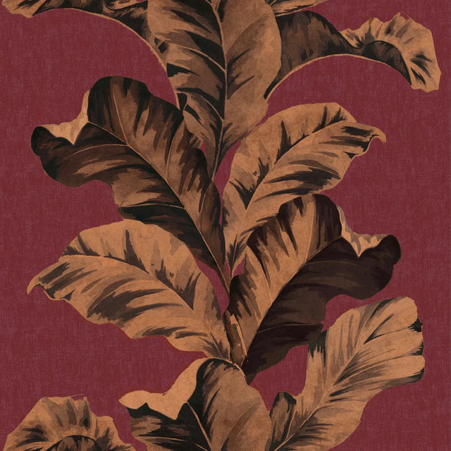 Oriental Leaves Wallpaper in Red