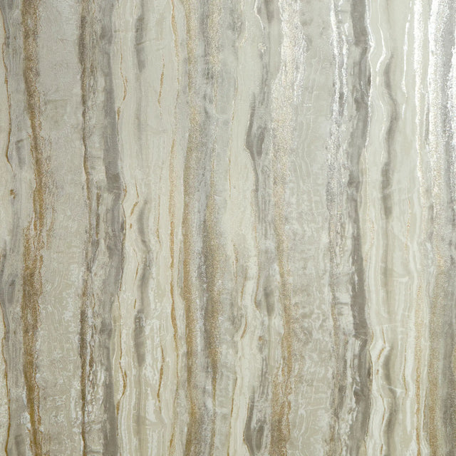 Oslo Wallpaper in Cream and Light Brown with Gold Metallic