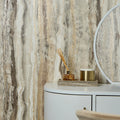 Oslo Wallpaper in Cream and Mocca with Gold Metallic