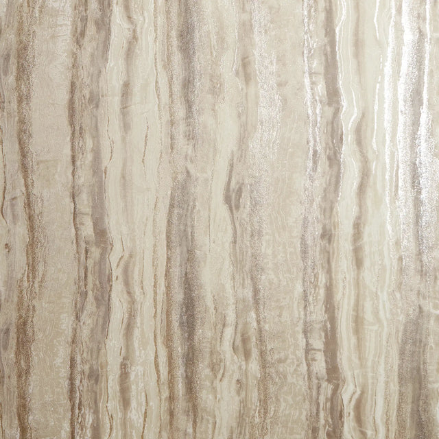 Oslo Wallpaper in Latte and Beige with Silver Metallic