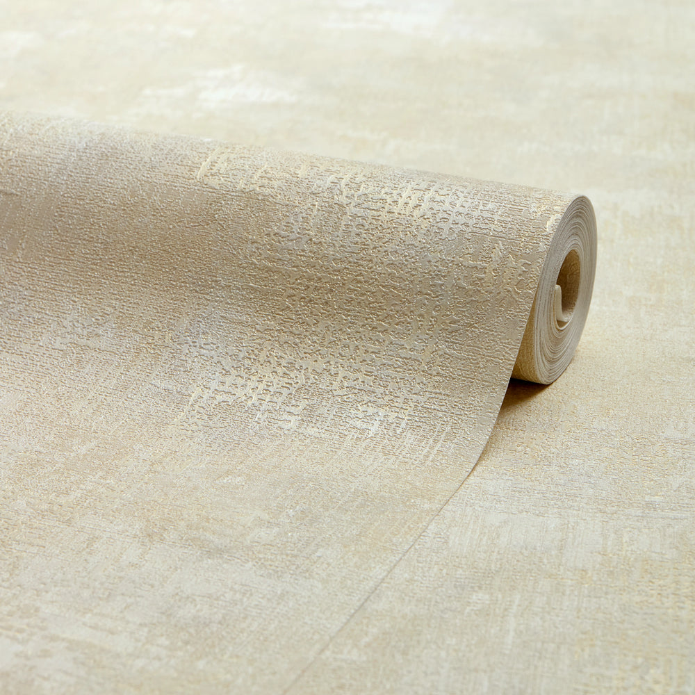 Padua Wallpaper in Cream Metallic on Light Grey