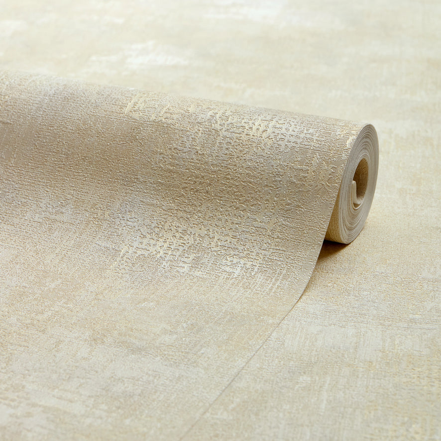 Padua Wallpaper in Cream Metallic on Light Grey