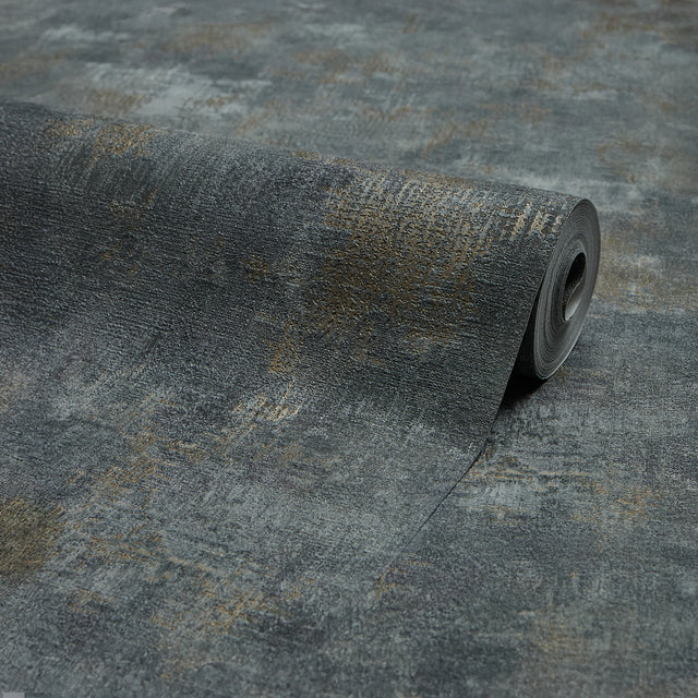 Padua Wallpaper in Gold Metallic on Graphite