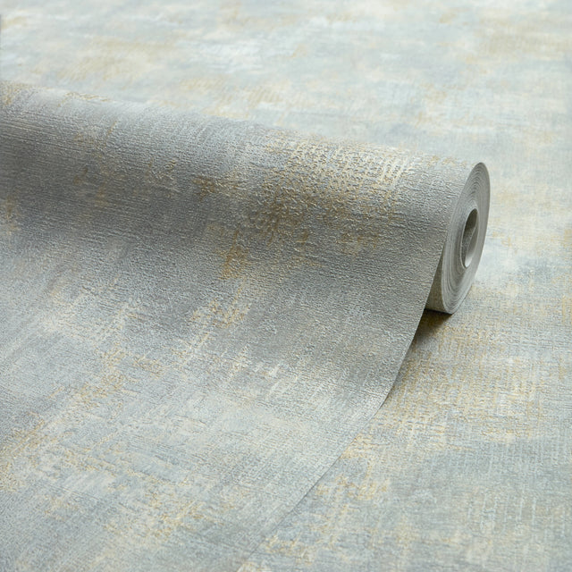 Padua Wallpaper in Gold Metallic on Light Blue