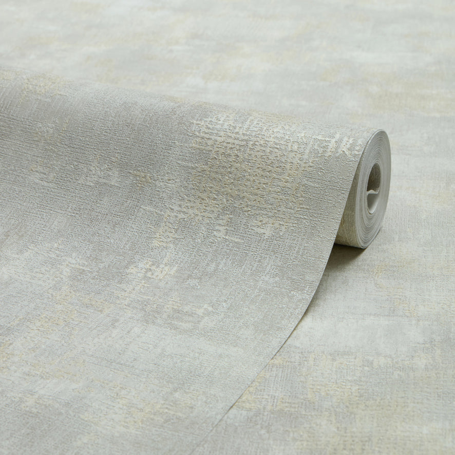 Padua Wallpaper in Gold Metallic on Light Grey