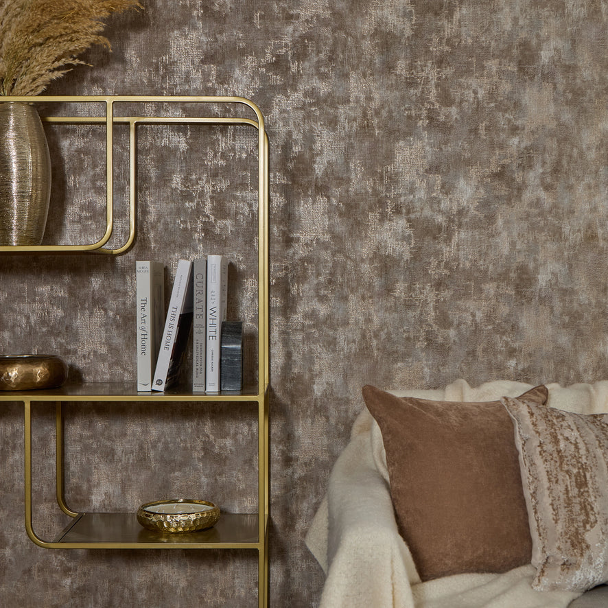 Padua Wallpaper in Mocha Metallic on Mocha