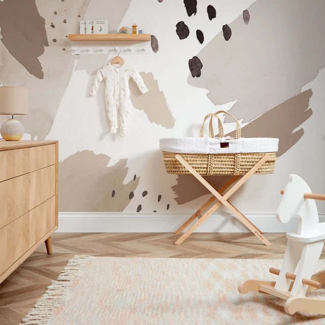 Painters Palette Full Wall Mural in Charcoal, Stone and White