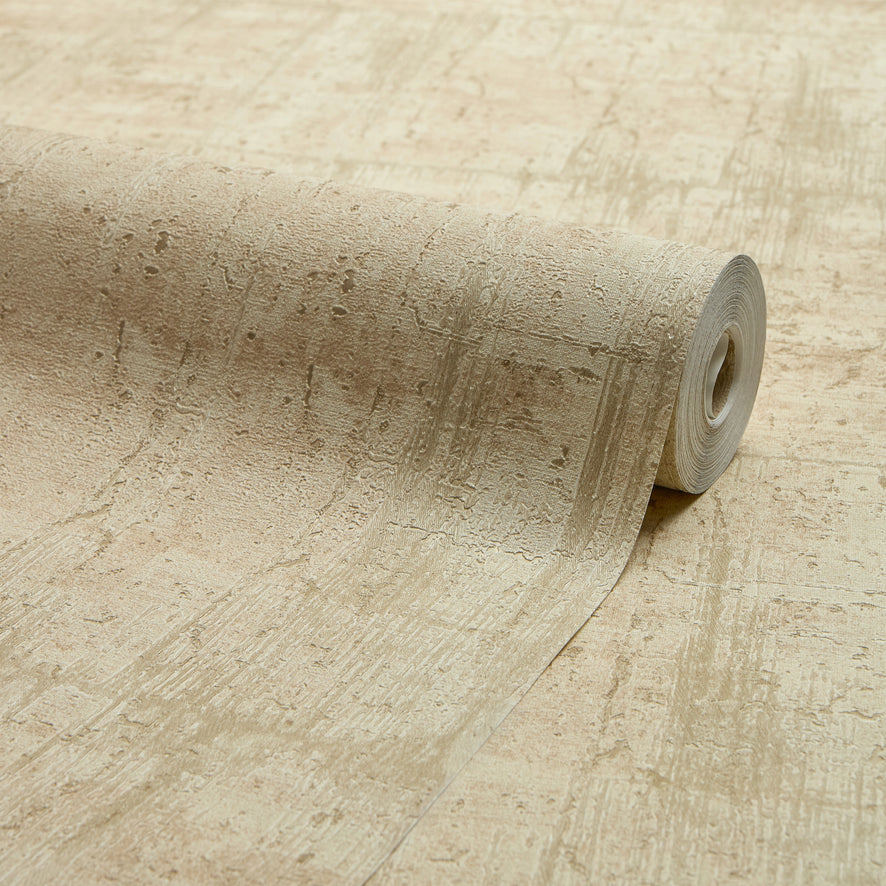 Palermo Wallpaper in Beige Metallic on Beige