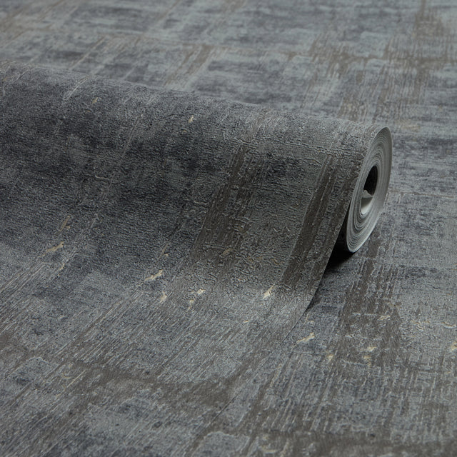 Palermo Wallpaper in Gold Metallic on Bluey Grey