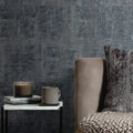 Palermo Wallpaper in Gold Metallic on Bluey Grey
