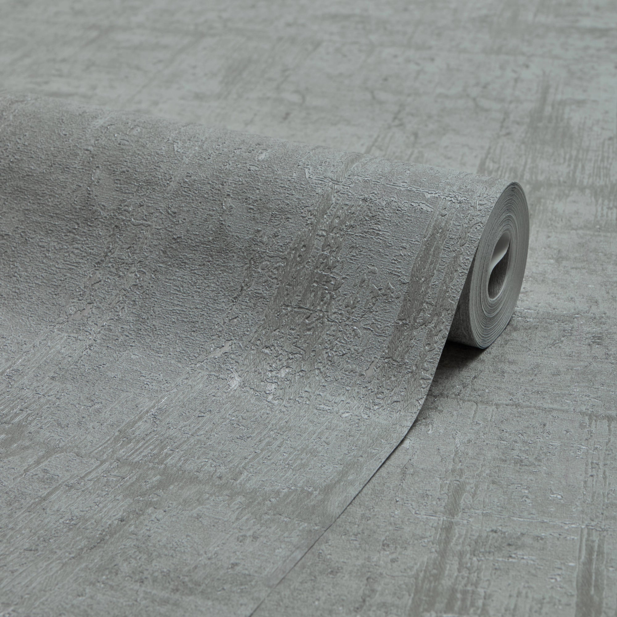 Palermo Wallpaper in Silver Metallic on Grey