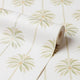 Palm Parade Wallpaper in Green on Cream