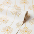 Palm Parade Wallpaper in Honey on Cream