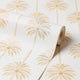 Palm Parade Wallpaper in Honey on Cream