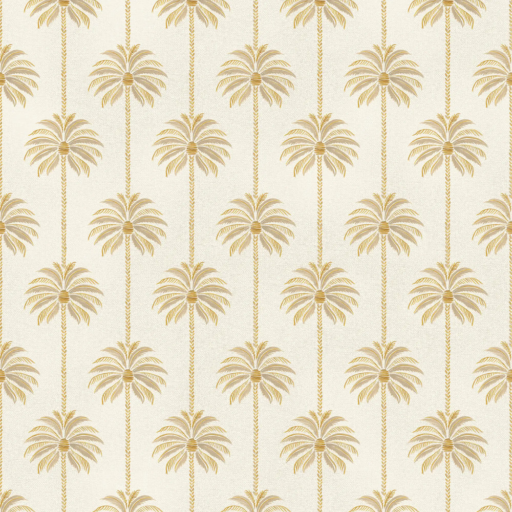 Palm Parade Wallpaper in Honey on Cream
