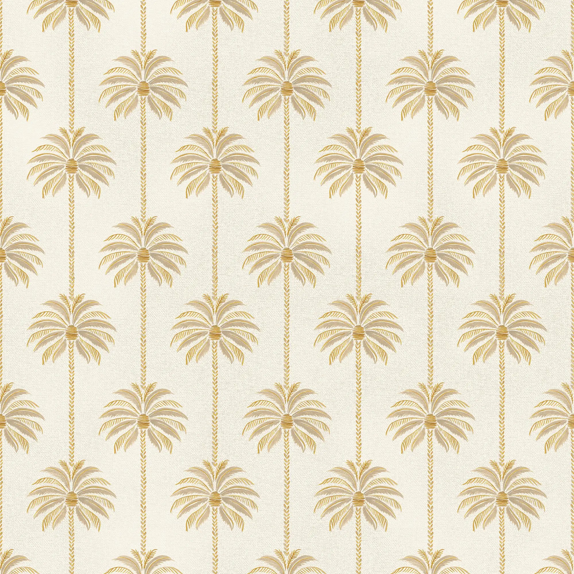 Palm Parade Wallpaper in Honey on Cream