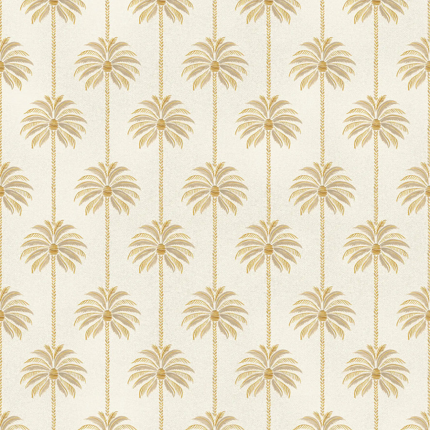 Palm Parade Wallpaper in Honey on Cream