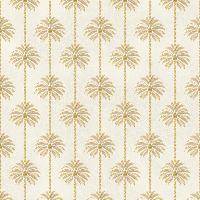 Palm Parade Wallpaper in Honey on Cream