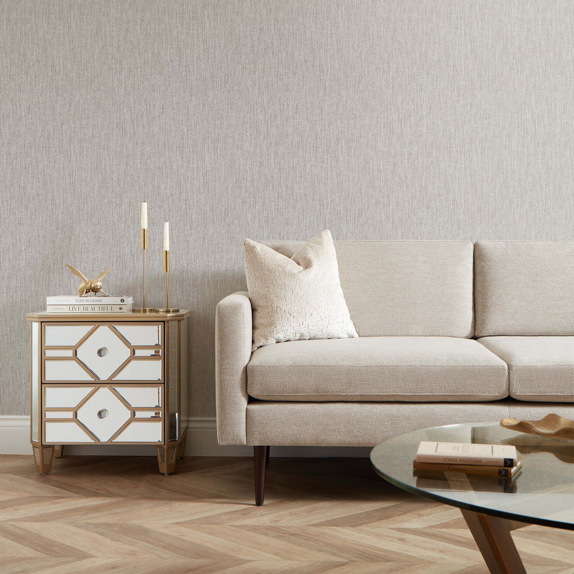 Paradise Linen Wallpaper in Golden Sand