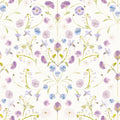 Petal Reflection Wallpaper in Lilacs on Cream