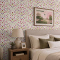 Petal Reflection Wallpaper in Pinks and Lilac on Cream
