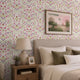 Petal Reflection Wallpaper in Pinks and Lilac on Cream