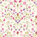 Petal Reflection Wallpaper in Pinks and Lilac on Cream