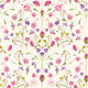 Petal Reflection Wallpaper in Pinks and Lilac on Cream