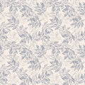 Petite Layered Leaves Wallpaper in Blue on Cream