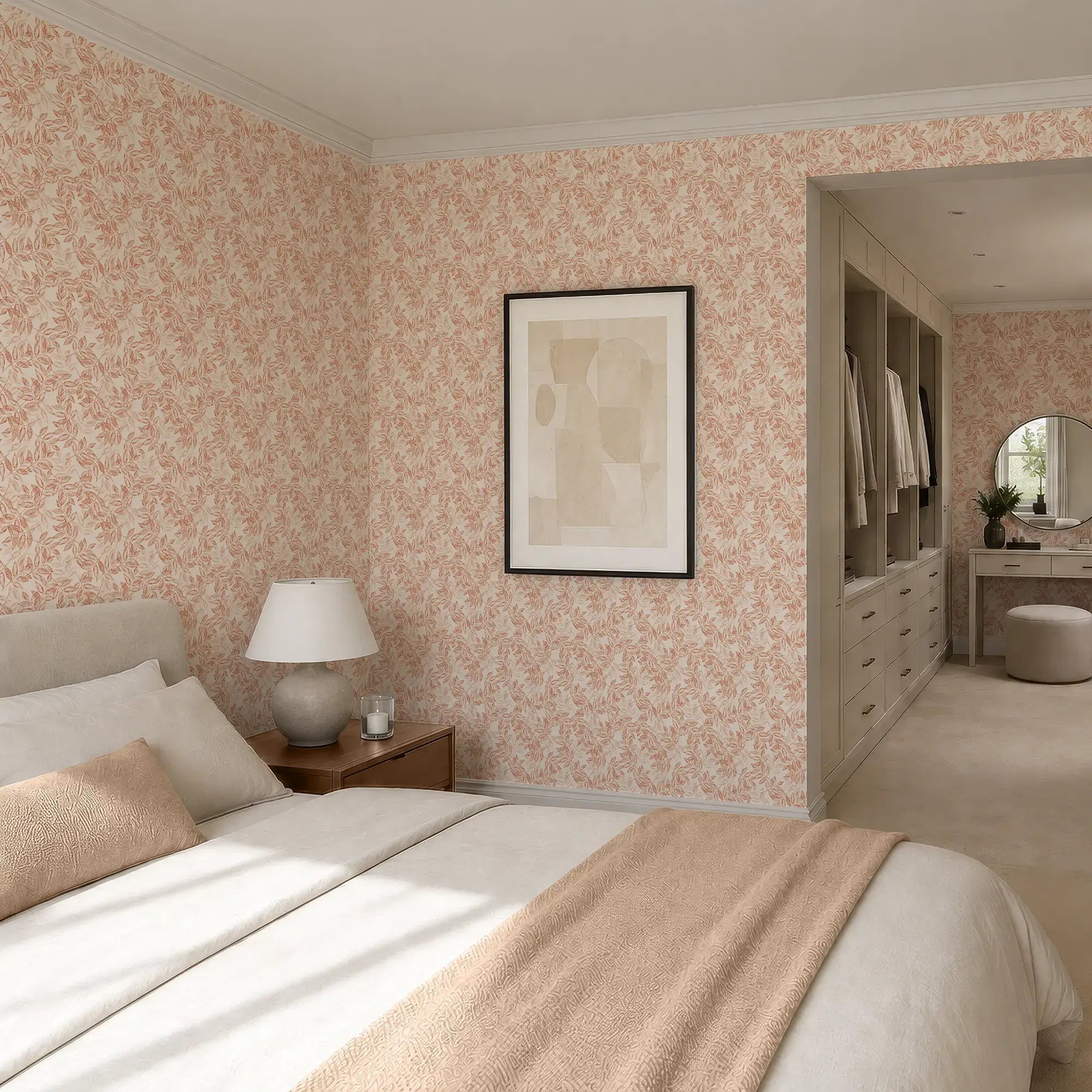 Petite Layered Leaves in Terracotta on Cream