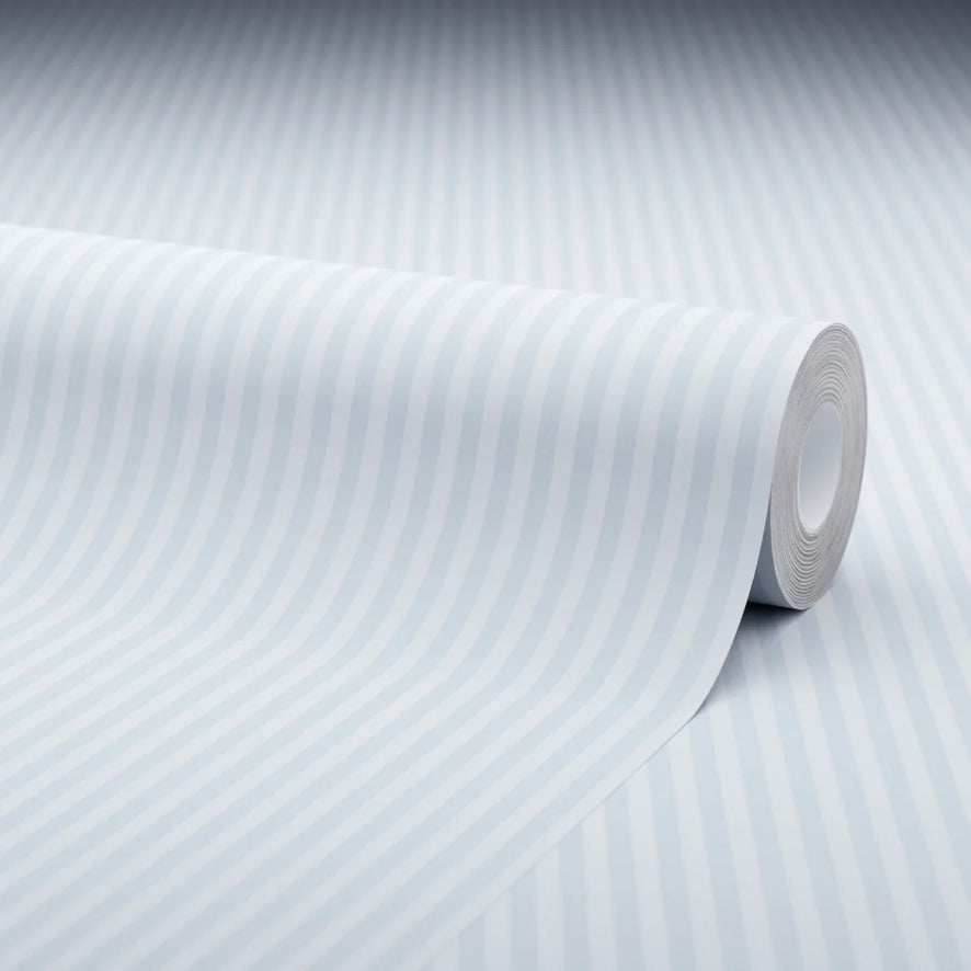 Pin Stripe Wallpaper in Soft Blue