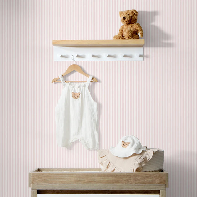 Pin Stripe Wallpaper in Soft Pink