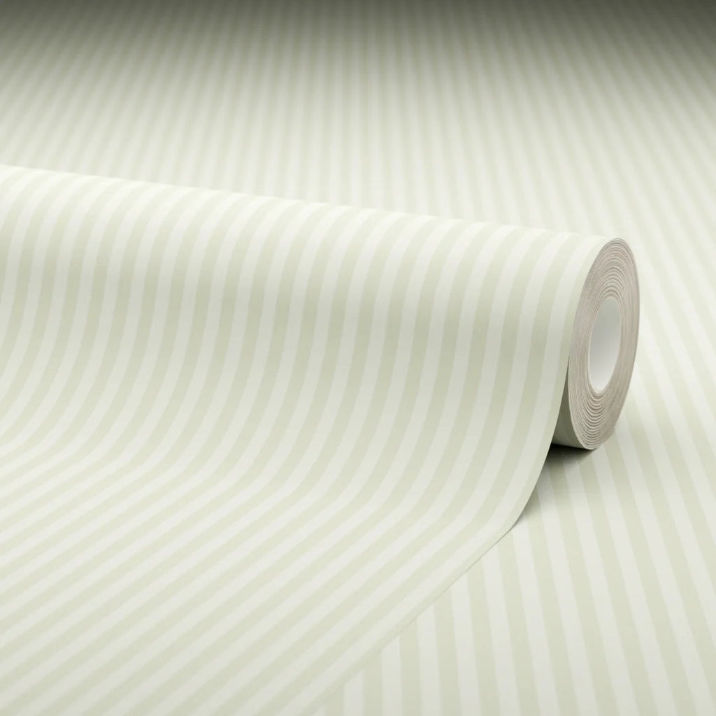 Pin Stripe Wallpaper in Soft Sage