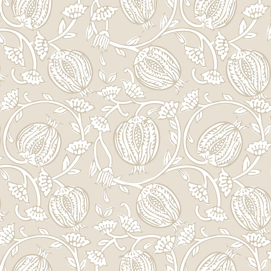 Pomegranate Passion Wallpaper in Almond Latte