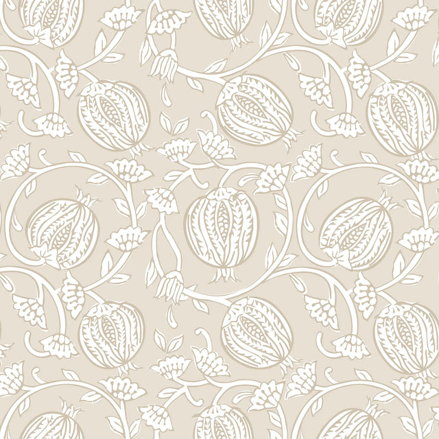 Pomegranate Passion Wallpaper in Almond Latte