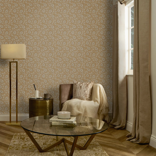Pomegranate Passion Wallpaper in Caramel Latte