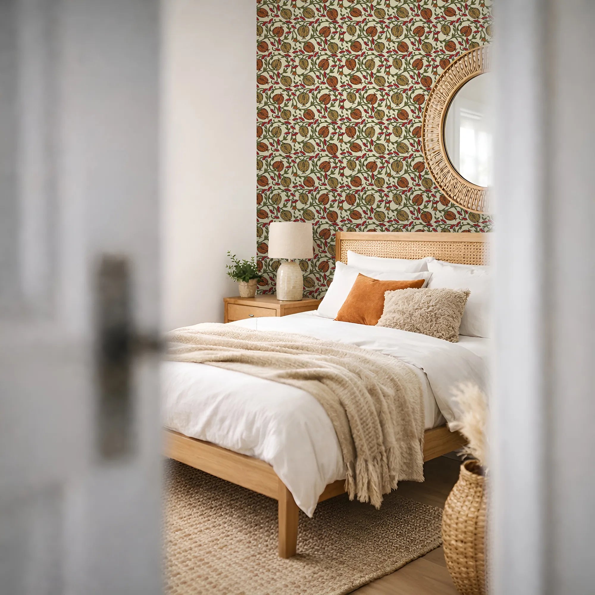 Pomegranate Passion Wallpaper in Cream