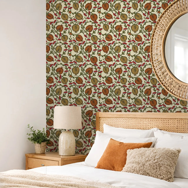 Pomegranate Passion Wallpaper in Cream