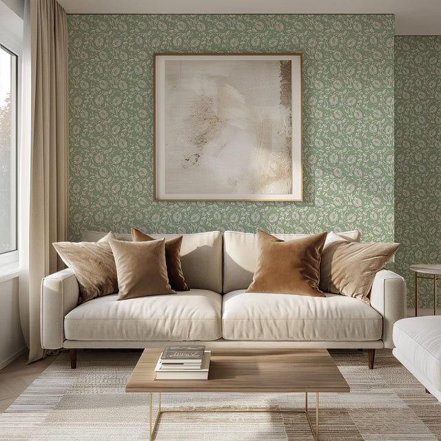 Pomegranate Passion Wallpaper in Pistachio