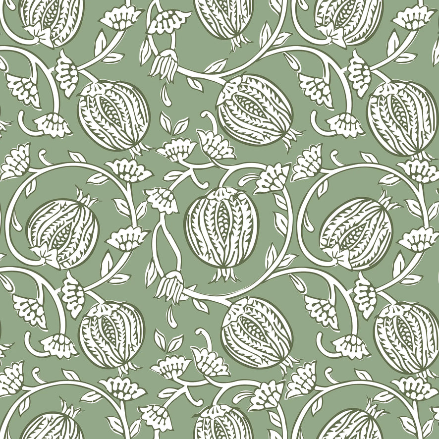Pomegranate Passion Wallpaper in Pistachio