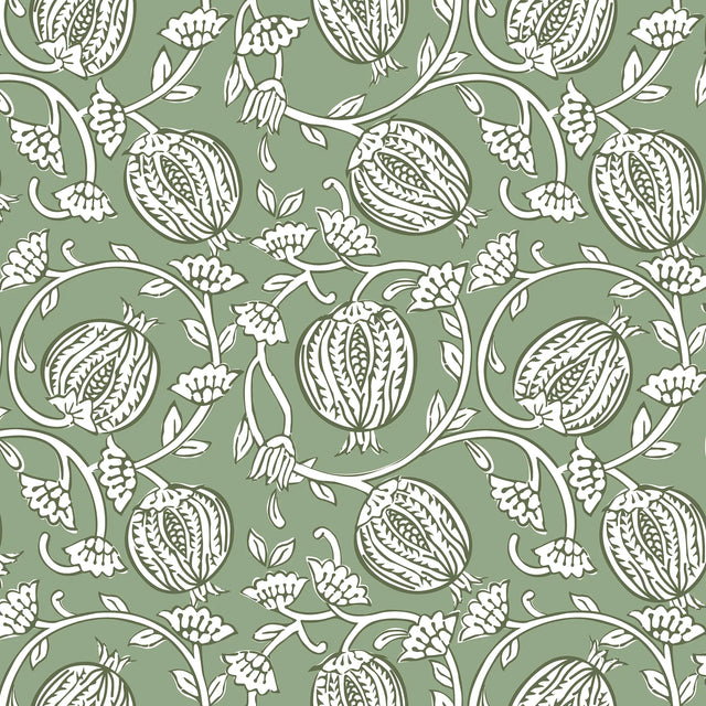 Pomegranate Passion Wallpaper in Pistachio